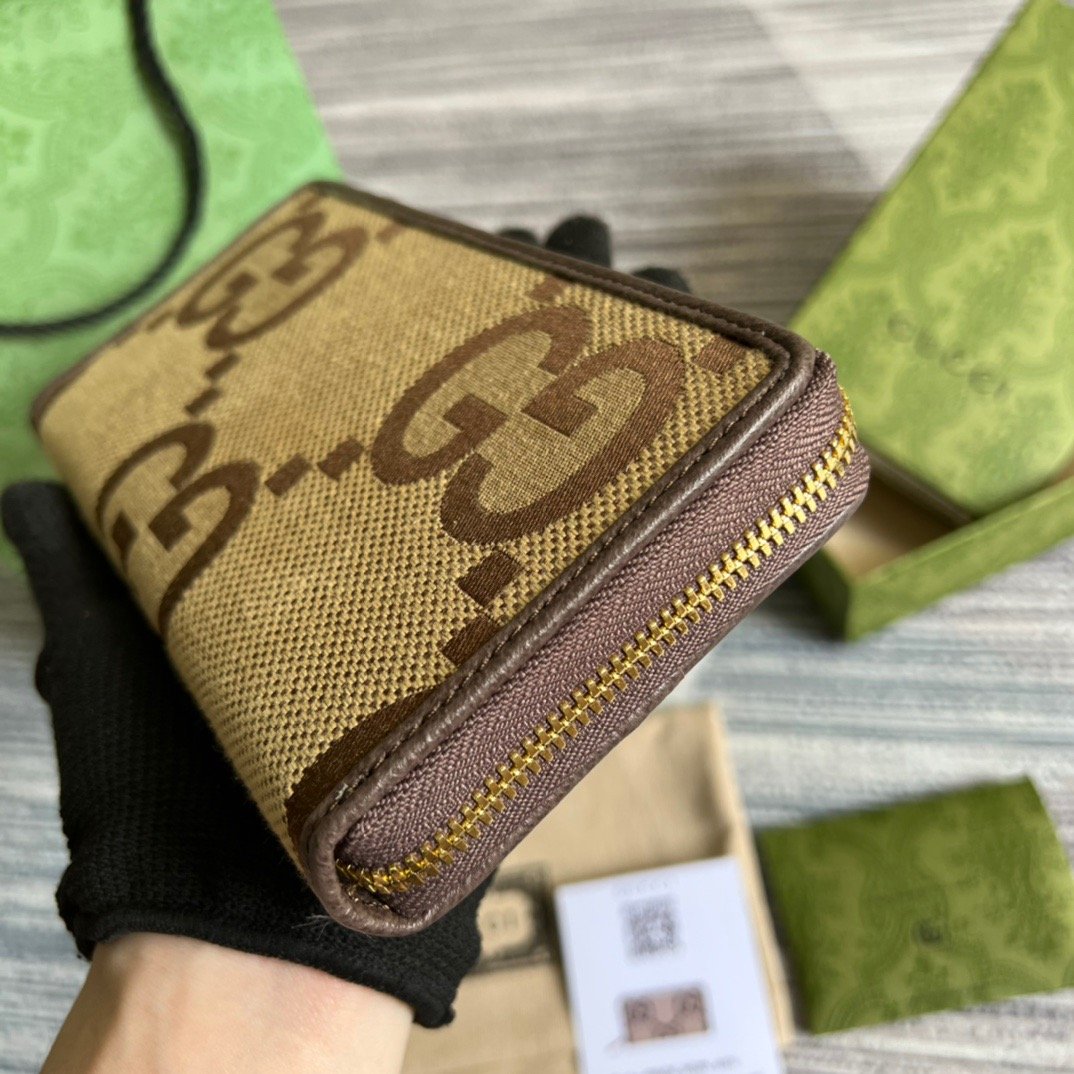 Gvc*1 Diana Jumbo GG Zip Around Wallet With GG Signature Brown For Men 7.5in/19cm GG