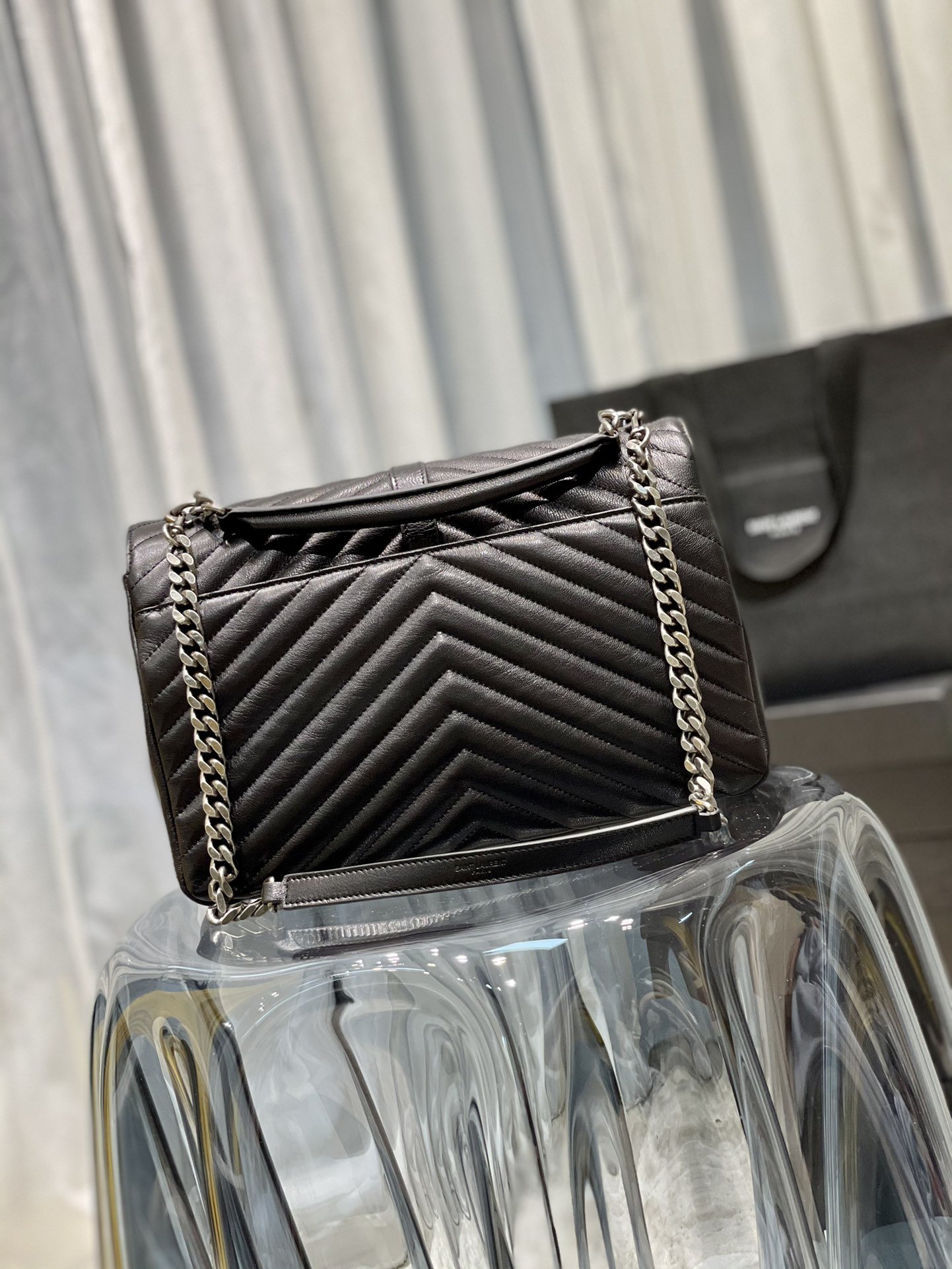 Sa1nt Lau*nt College Large Chain Bag Black With Silver TonedHardware For Women 12.6in/32cm Y51 600278BRM041000