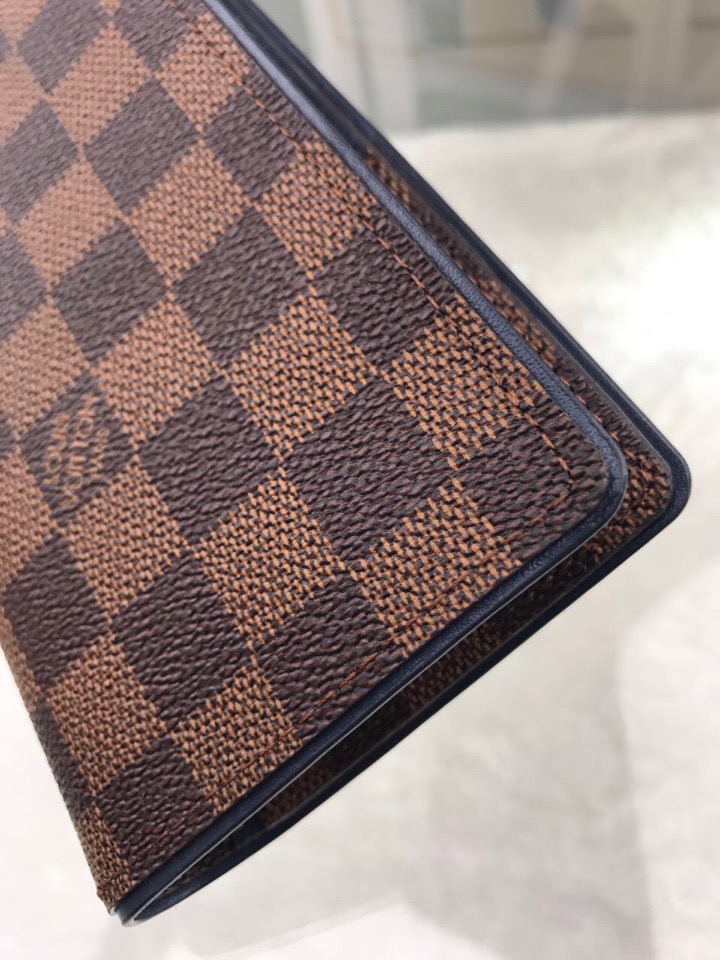 L0vis Vvtt0n Brazza Wallet Damier Ebene Canvas For Men, Men’s Wallet 7.5in/19cm LV