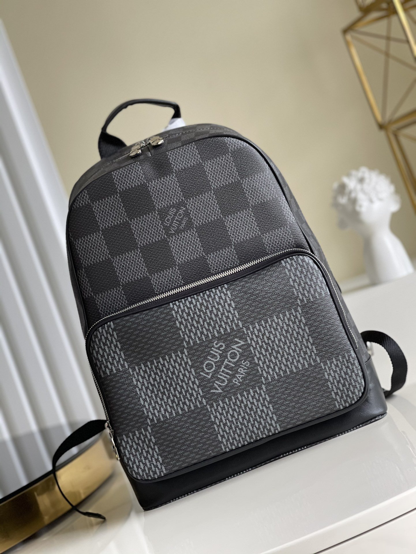 L0vis Vvtt0n Campus Backpack Damier Graphite 3D Canvas Grey For Men, Men’s Bags 39cm LV N50009