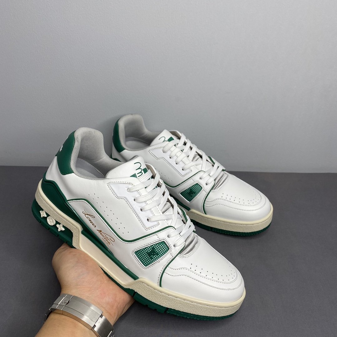 L0vis Vvtt0n Trainer Sneaker Mix Of Materials White/Green For Men LV