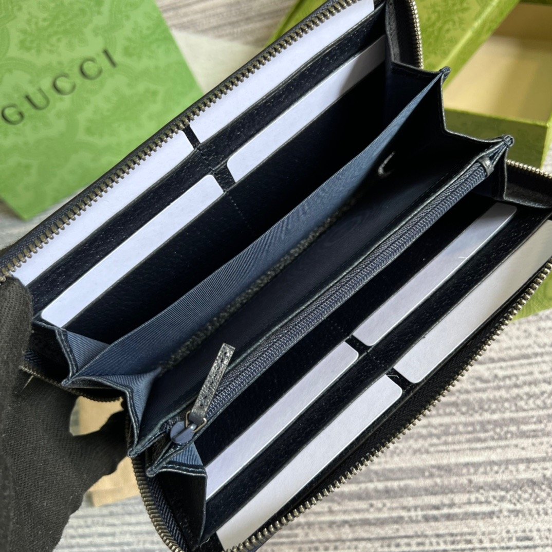 Gvc*1 Ophidia GG Zip Around Wallet Beige With Red and Dark Blue Stripes With Silver Hardware For Men 8in/19cm GG