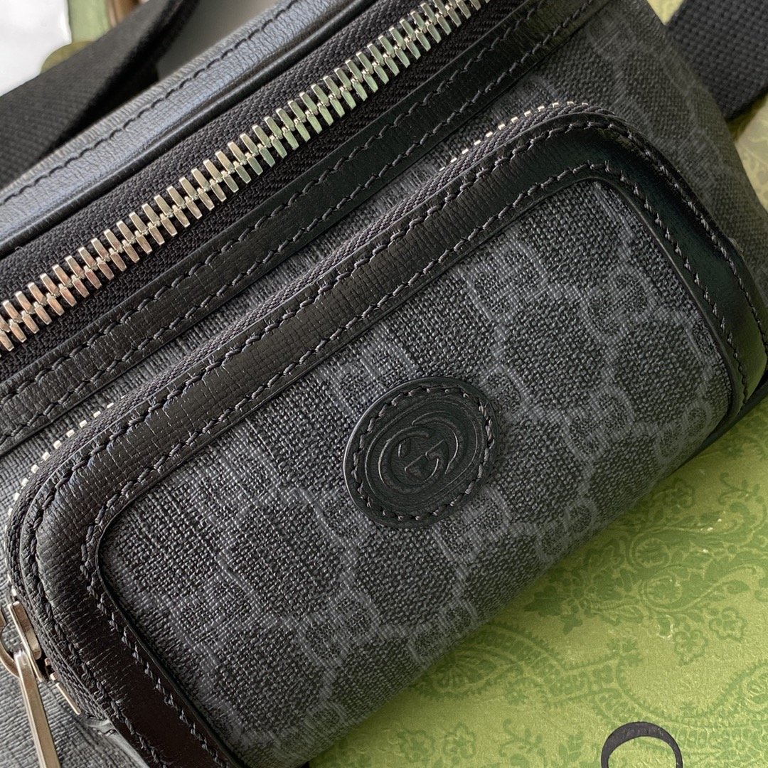 Gvc*1 Belt Bag With Interlocking G Black GG Svp*me Canvas For Men 9in/23cm GG ‎682933 92THN 1000