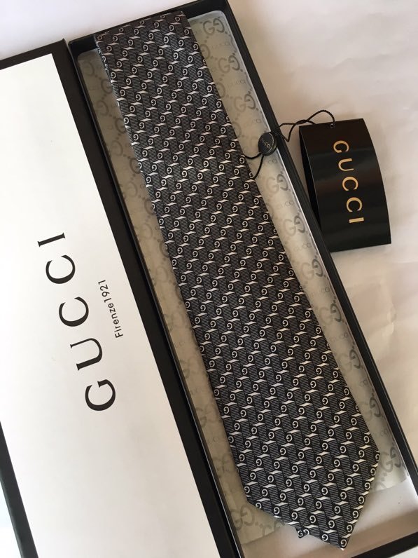 Gvc*1 G Silk Jacquard Tie Dark Grey GG Men Tie