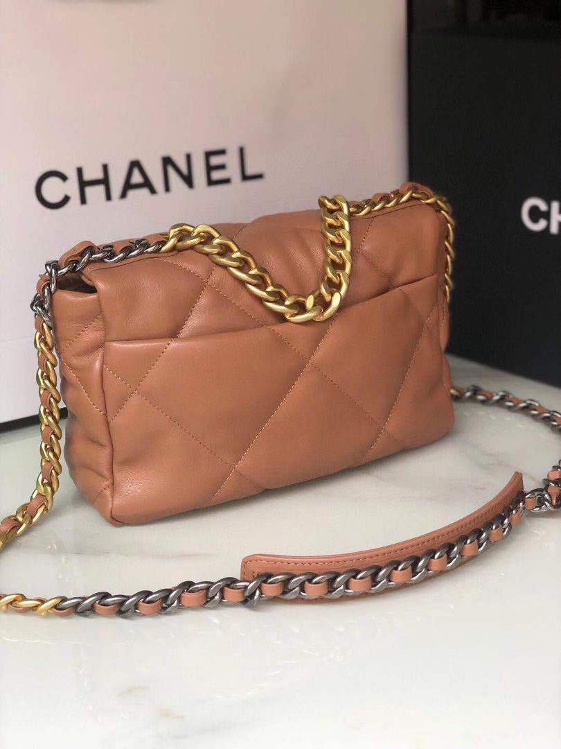 Ch**el 19 Handbag 26cm Brown For Women AS1160