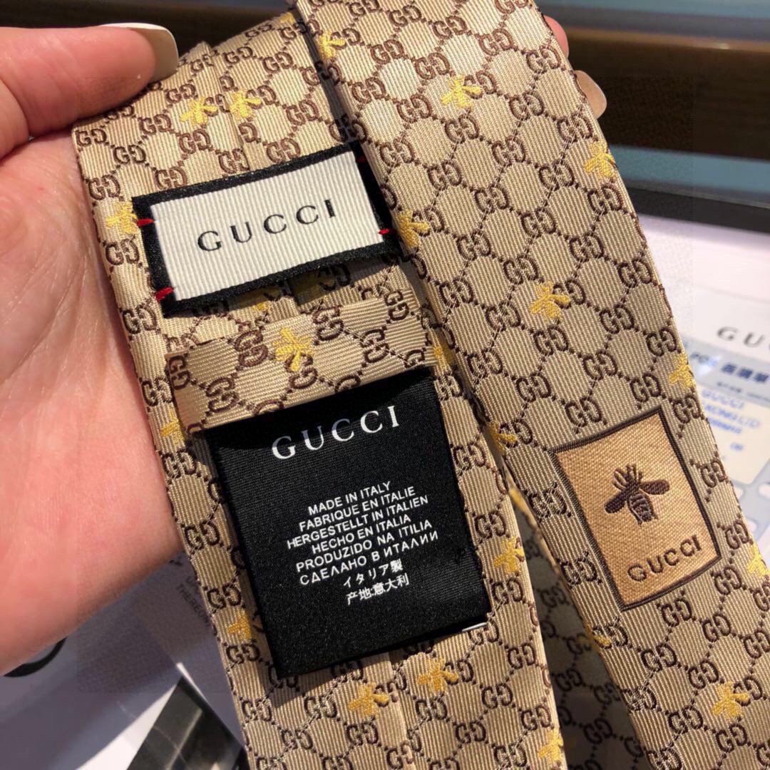 Gvc*1 GG Bees Silk Tie Beige GG Men Tie ‎545078 4E002 9764