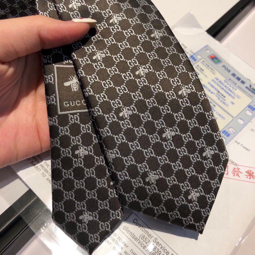 Gvc*1 GG Bees Silk Tie Black GG Men Tie  ‎545078 4E002 1062