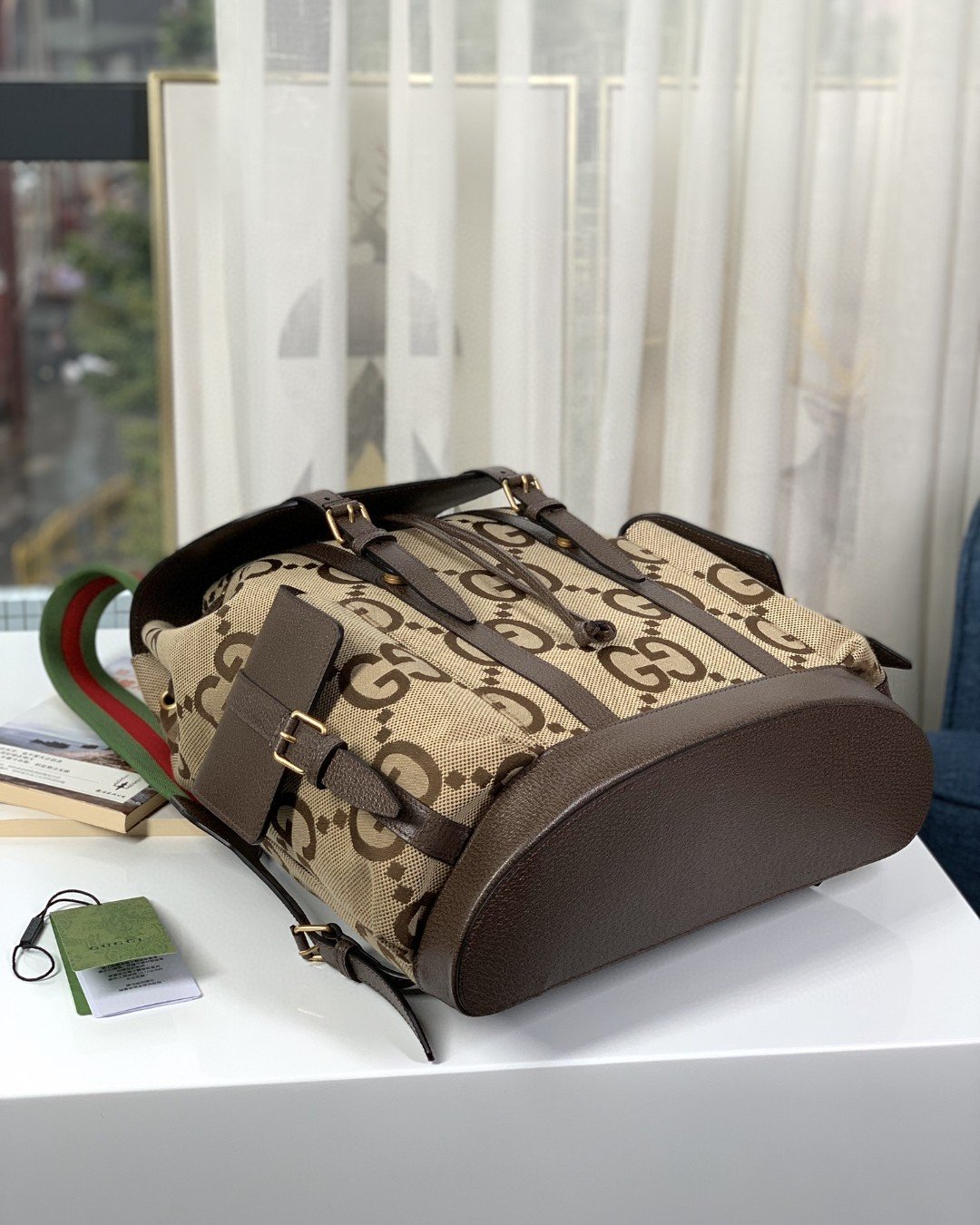 [True-to-ORIGINAL] Gvc*1 Backpack With Jumbo GG Camel And Ebony For Men 16in/42cm – GG ‎678829 UKMEG 2569