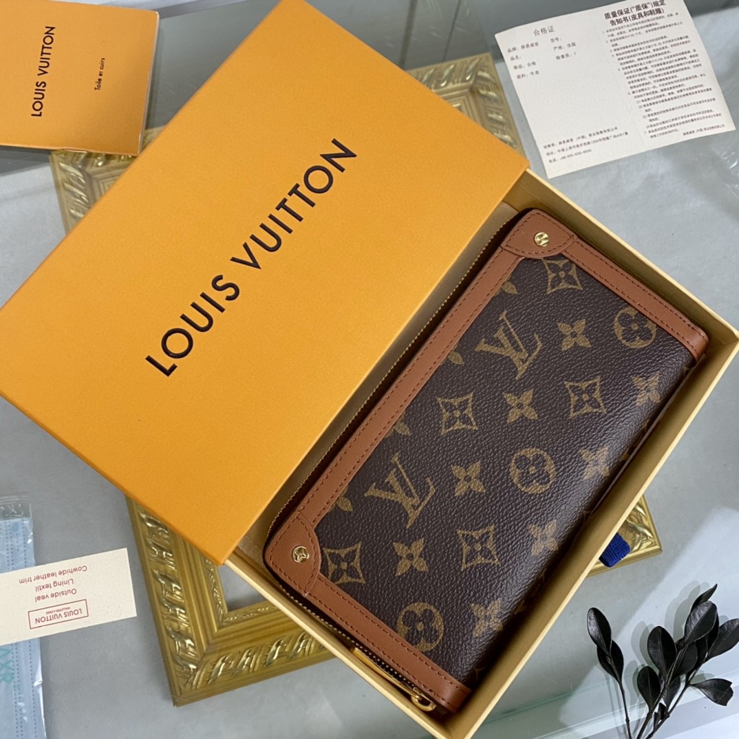 L0vis Vvtt0n Zippy Wallet Trunk Monogram Canvas For Men, Men’s Wallet 7.7in/19.5cm LV