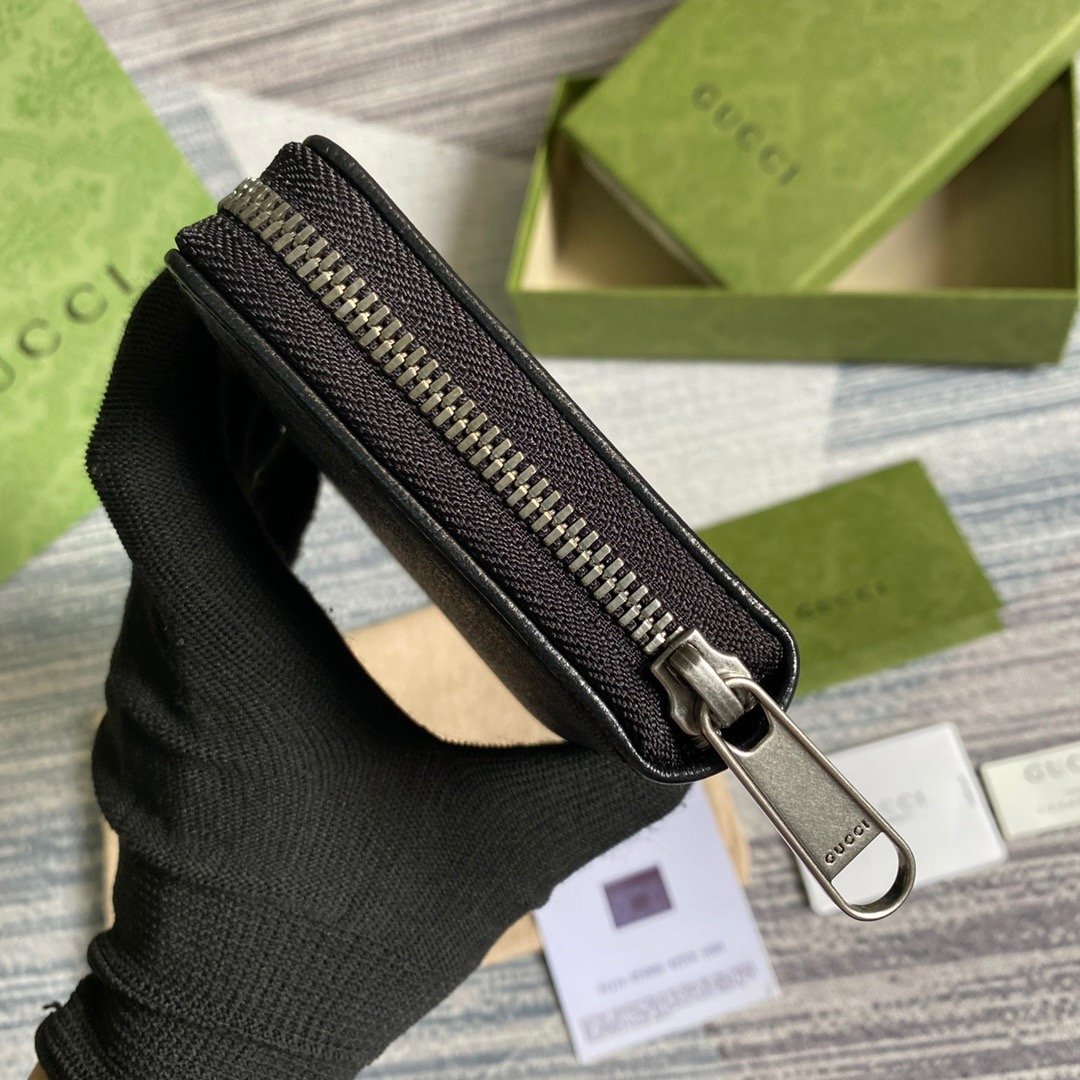 Gvc*1 Ophidia GG Zip Around Wallet With Interlocking G Black For Men 8in/19cm GG