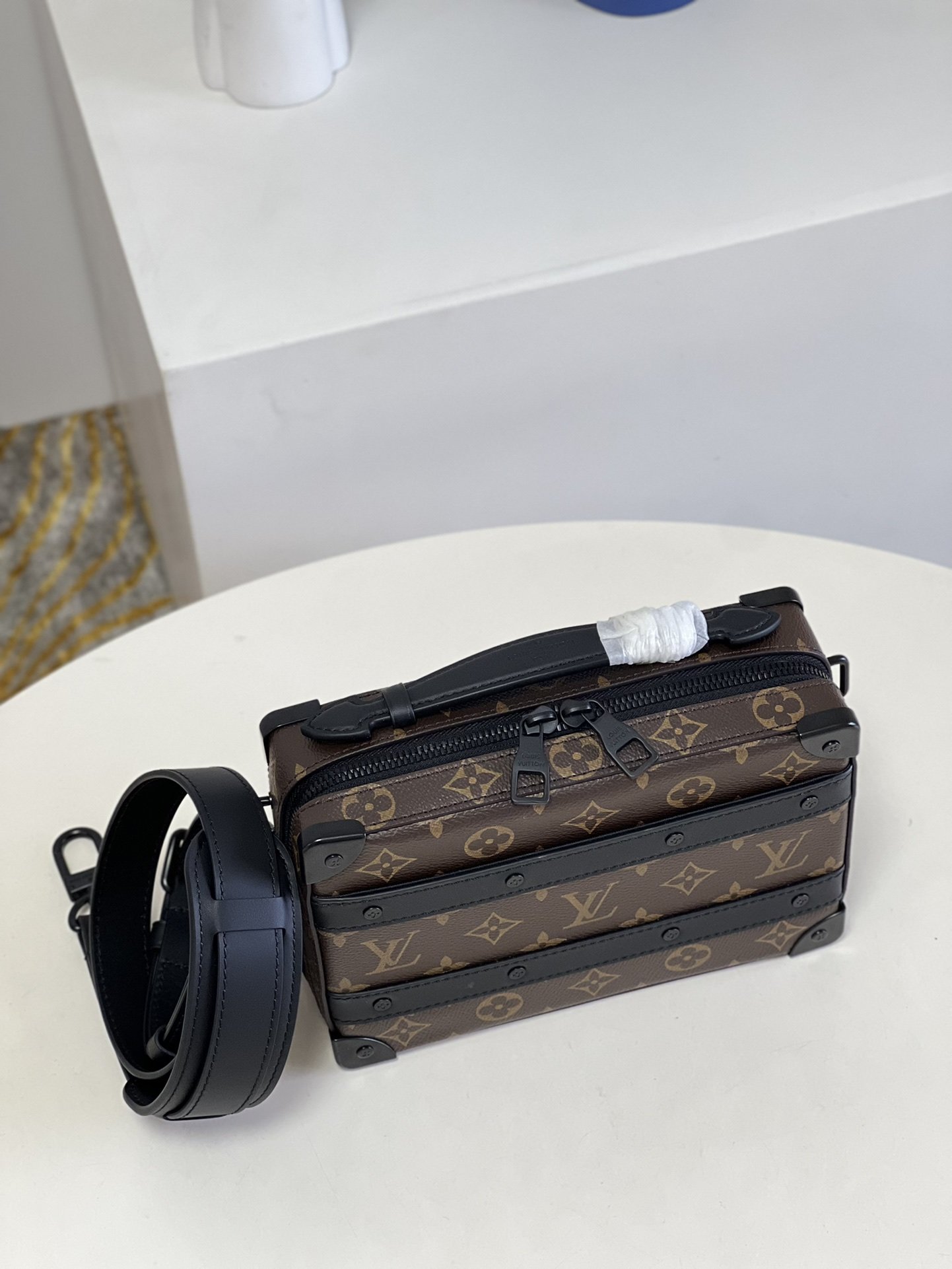 L0vis Vvtt0n Handle Soft Trunk Monogram Macassar Canvas For Men, Men’s Bags 8.5in/22cm LV M45935