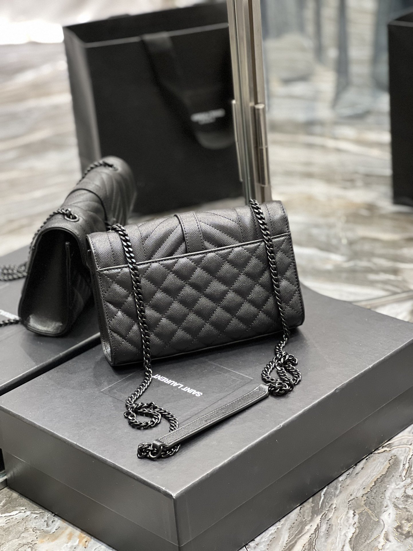 Sa1nt Lau*nt Small Bag Black In Mix Matelasse For Women 8.2in/21cm Y51 600195BOW981000