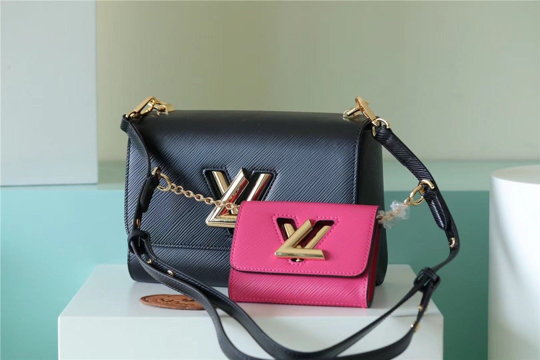 L0vis Vvtt0n Twist MM Bag, Shoulder and Cross Body Bags For Women Black / Fuchsia 9.1in/23cm LV M59885