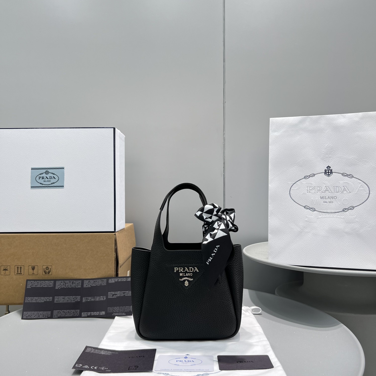 Pra*a Mini Tote Black For Women, Women’s Bags 7.5in/19cm