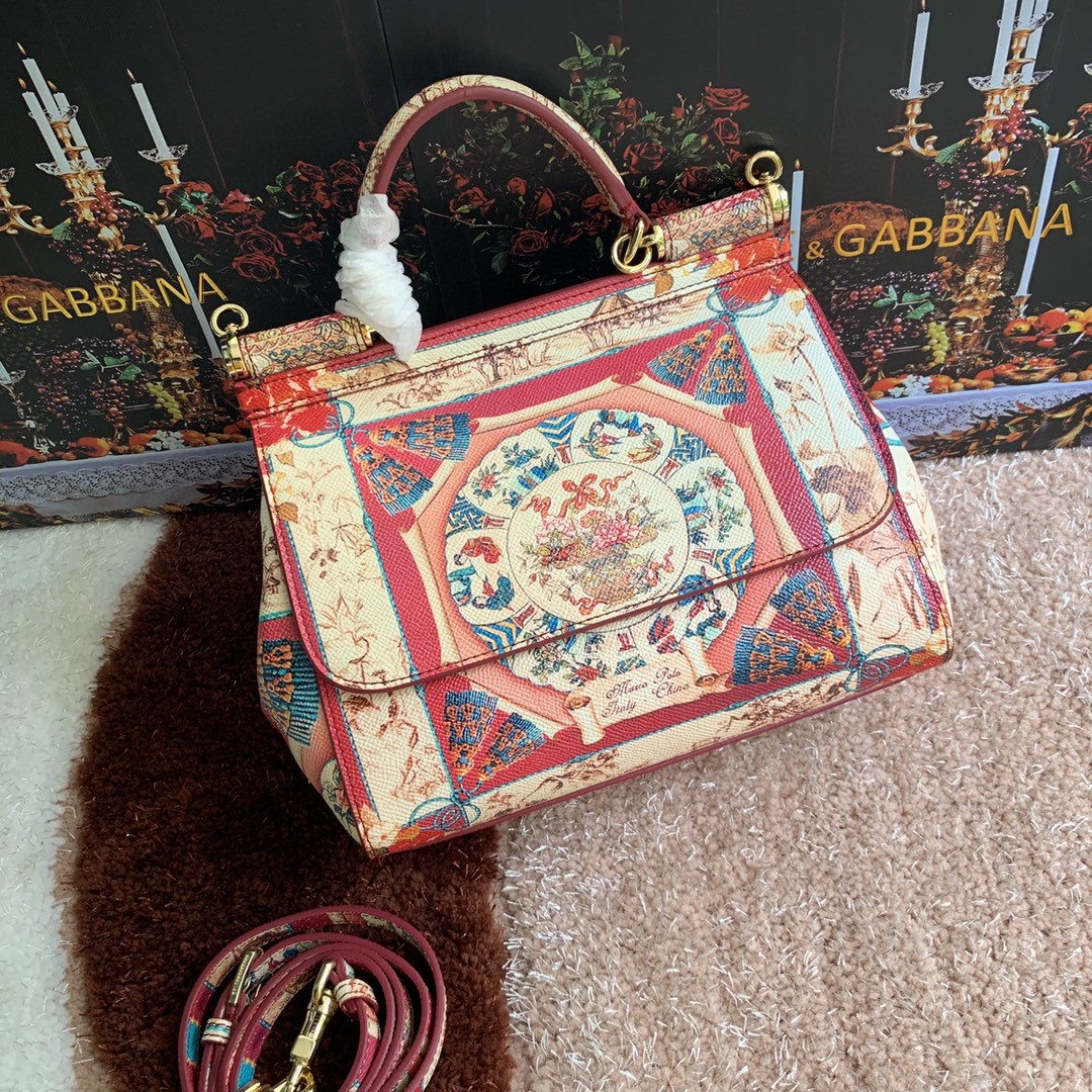 Dolce & Gabbana Medium Sicily Handbag Unique Print Motifs Muticolour For Women 10.2in/26cm DG