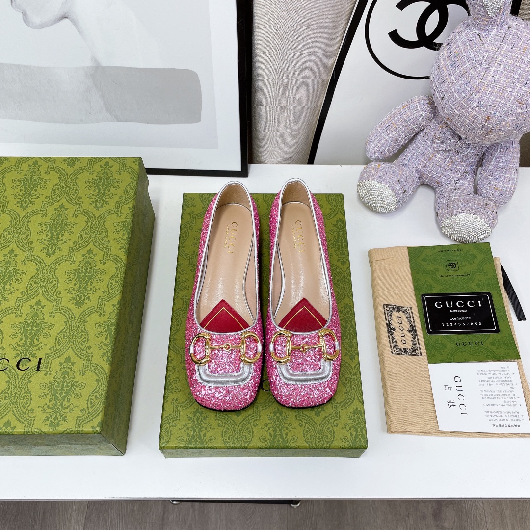Gvc*1 Lovelight Crystal Ballet Flat With Horsebit Silver For Women GG