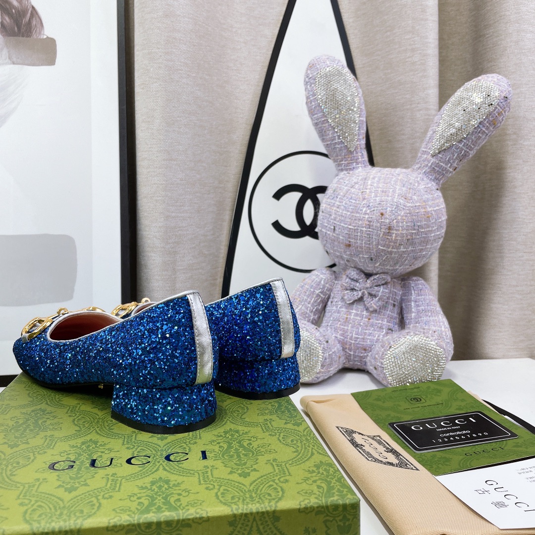 Gvc*1 Lovelight Crystal Ballet Flat With Horsebit Blue For Women GG