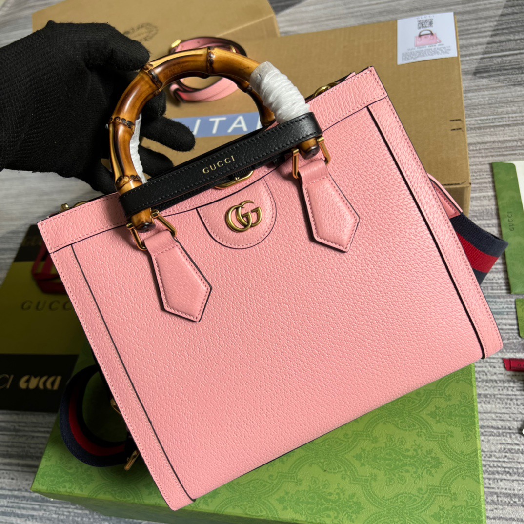Gvc*1 Diana Medium Tote Bag Pink For Women, Women’s Bags 11in/27cm GG
