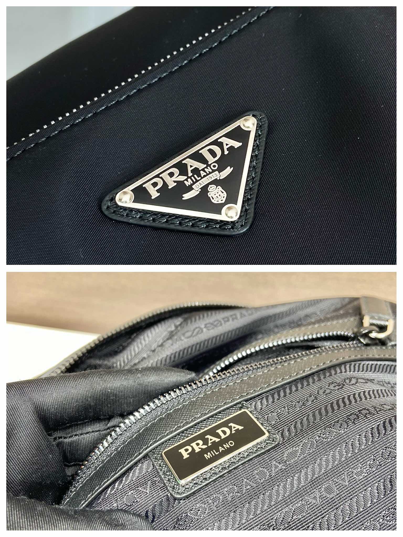 Pra*a Re-Nylon And Saffiano Duffle Bag Black 17.5in/45cm 2VC796_2DMH_F0002_V_OOO