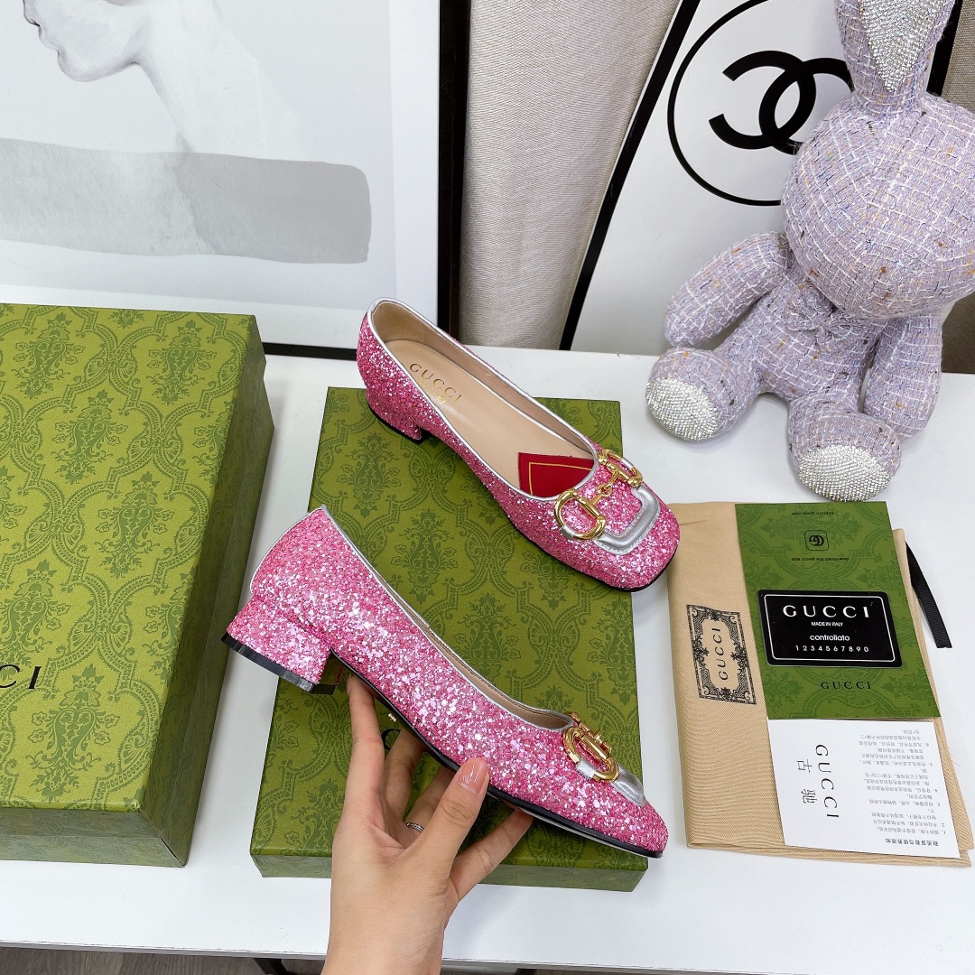 Gvc*1 Lovelight Crystal Ballet Flat With Horsebit Silver For Women GG
