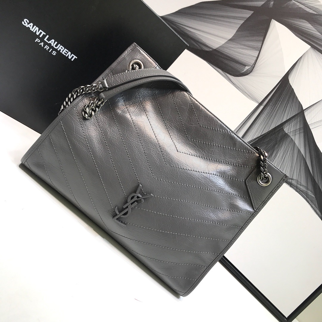 Sa1nt Lau*nt Niki Medium Shopping Bag Gray For Women 12.6in/32cm Y51 577999