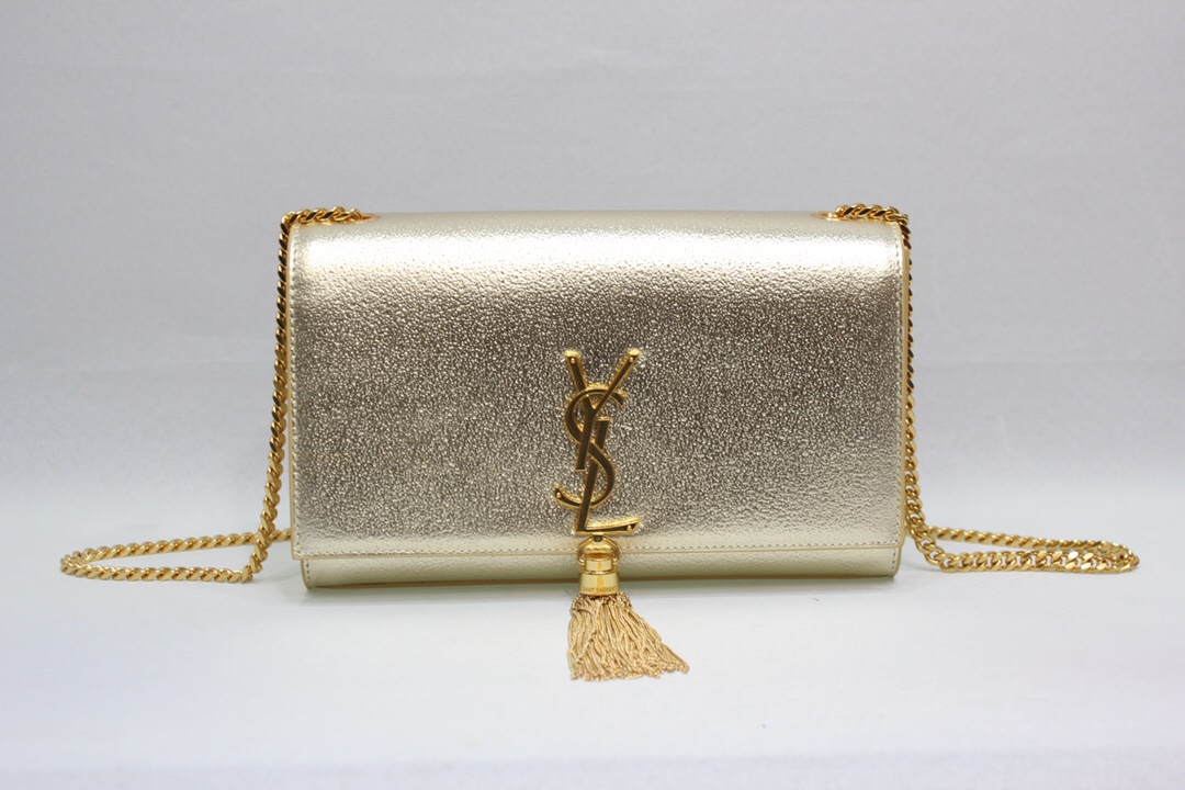 Sa1nt Lau*nt Kate Chain Wallet With Tassel Yellow Copper For Women 10.2in/26cm Y51