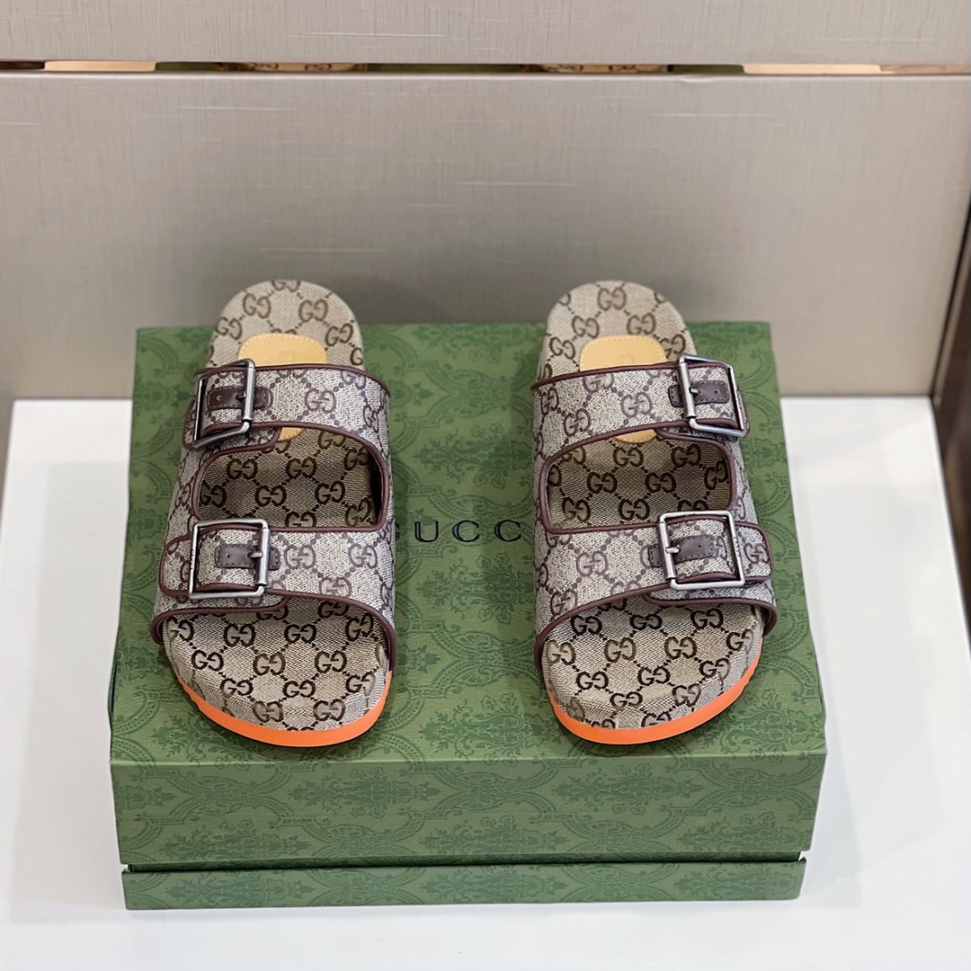Gvc*1 Women’s Slide Sandal With Straps Beige And Grey For Women GG