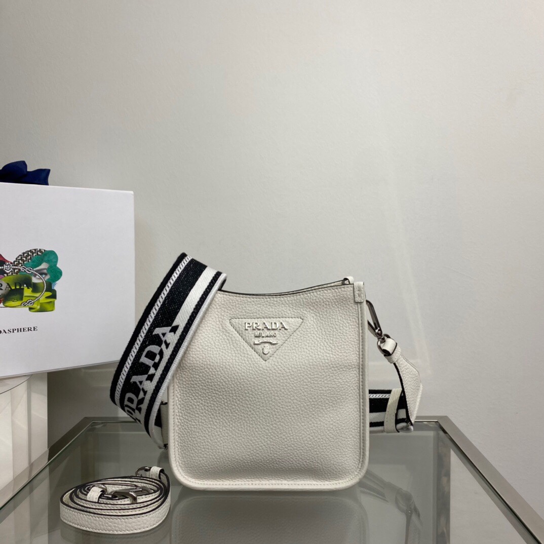 Pra*a Mini Shoulder Bag White For Women, Women’s Bags 7.9in/20cm