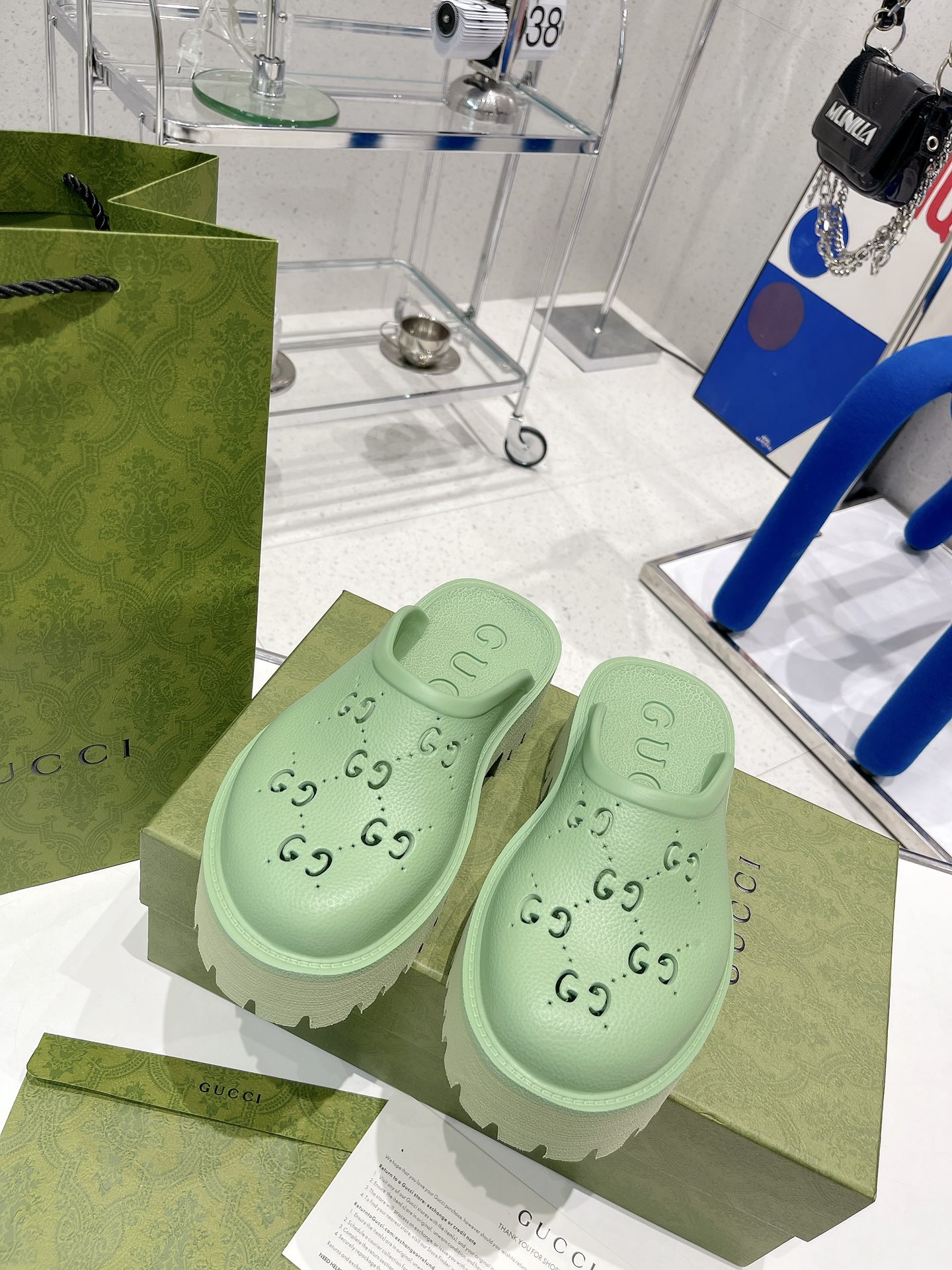 Gvc*1 Women’s Platform Perforated G Sandal Green For Women GG