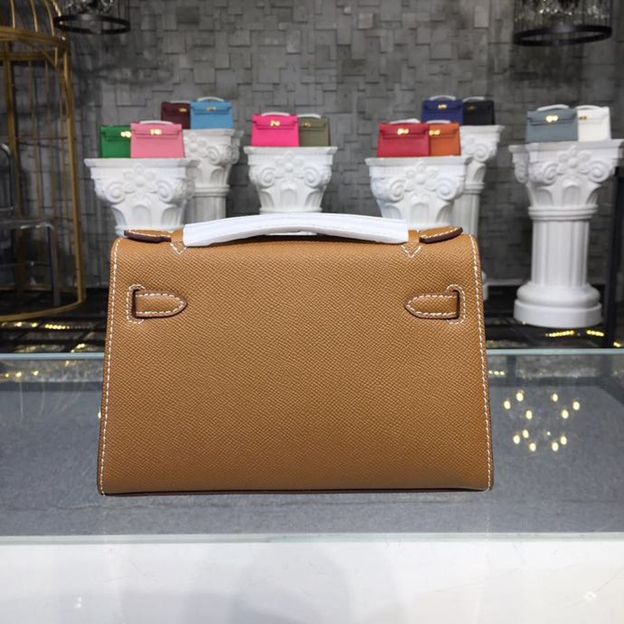 H**me5 Mini Kelly KP Pochette Gold For Women Gold Toned Hardware 8.7in/22cm
