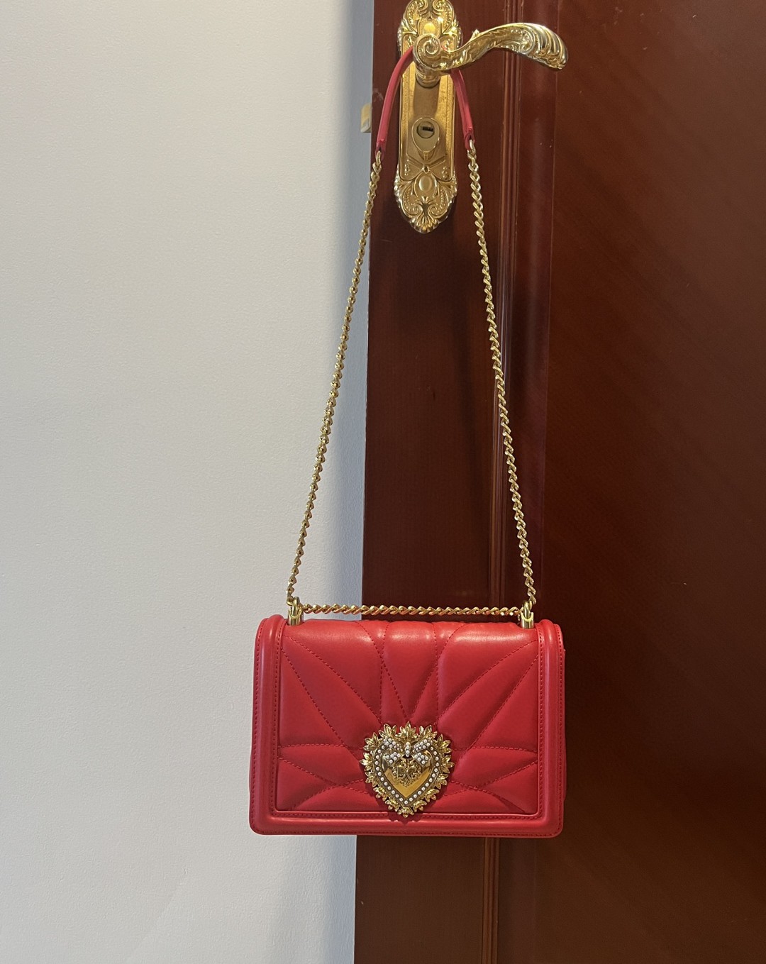 Dolce & Gabbana Large Devotion Bag In Quilted Nappa Red For Women 10in/26cm DG BB6651AV96787124