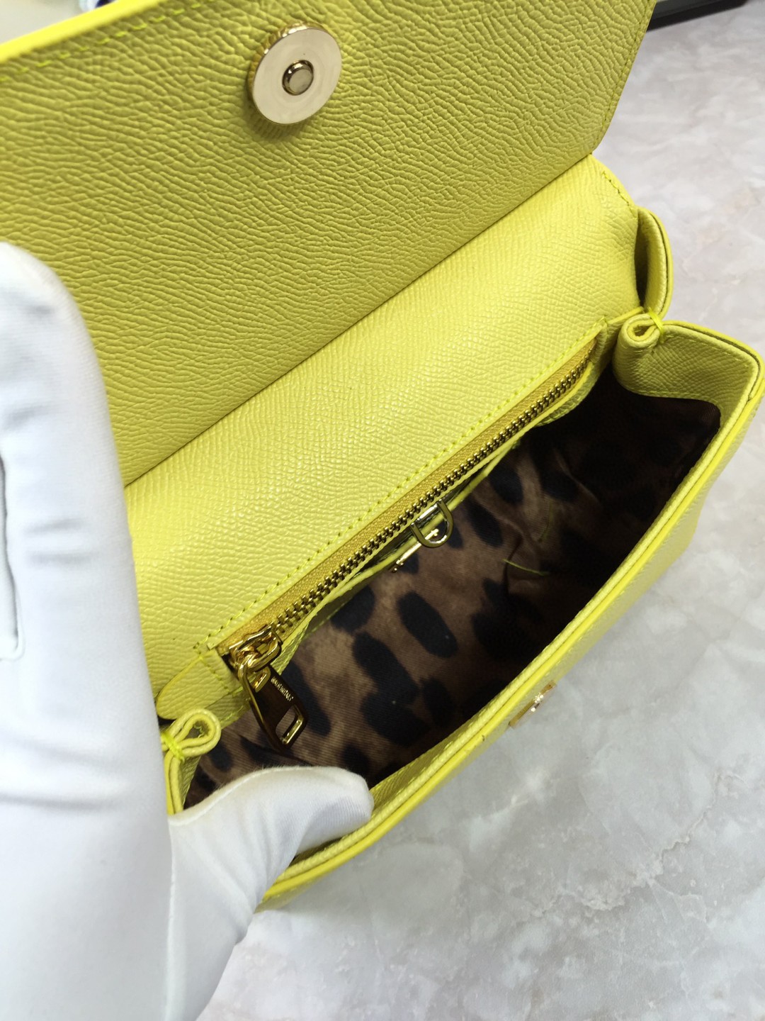 Dolce & Gabbana Medium Sicily Handbag In Dauphine Yellow For Women 10.2in/26cm DG
