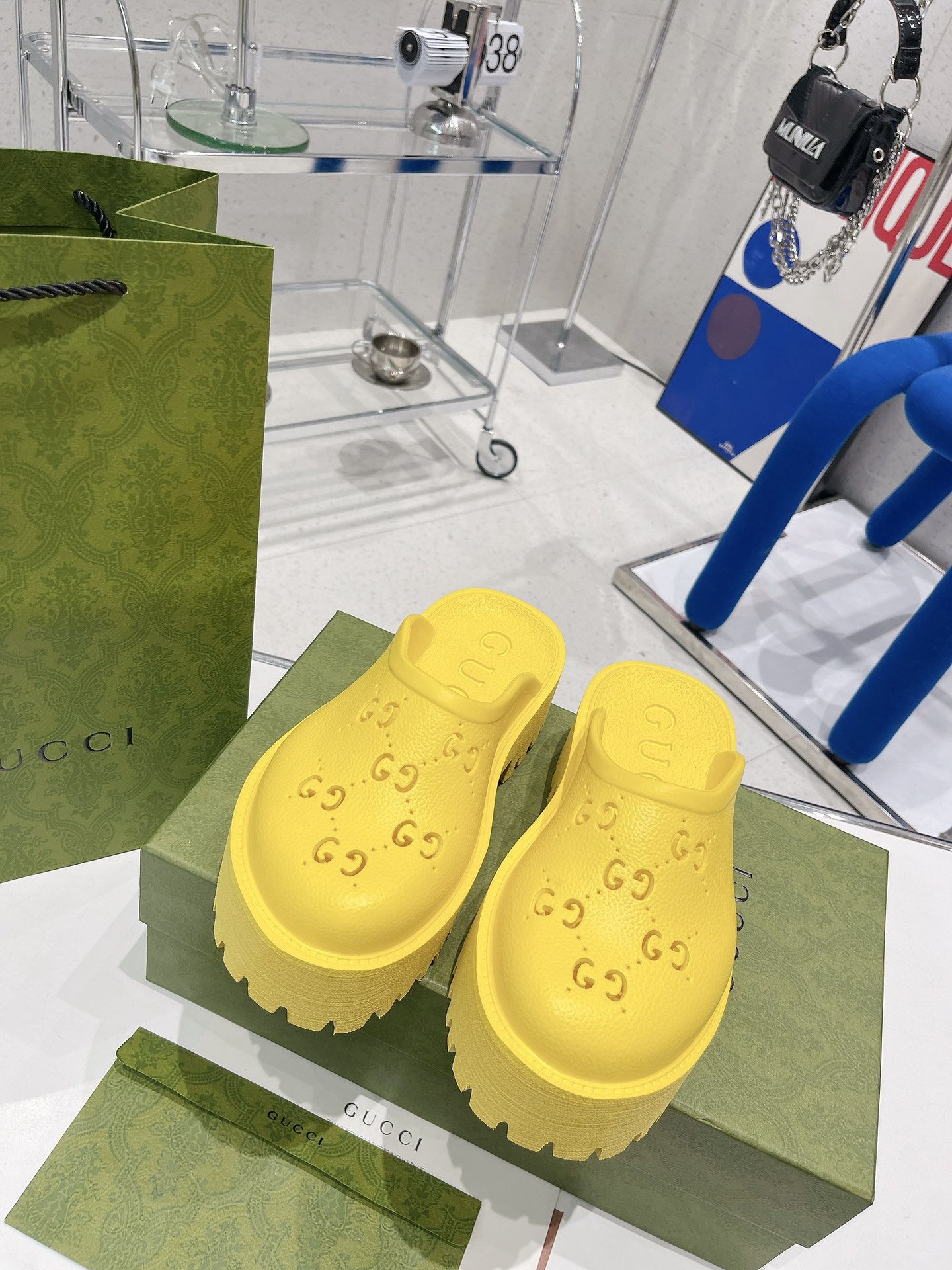 Gvc*1 Women’s Platform Perforated G Sandal Yellow For Women GG