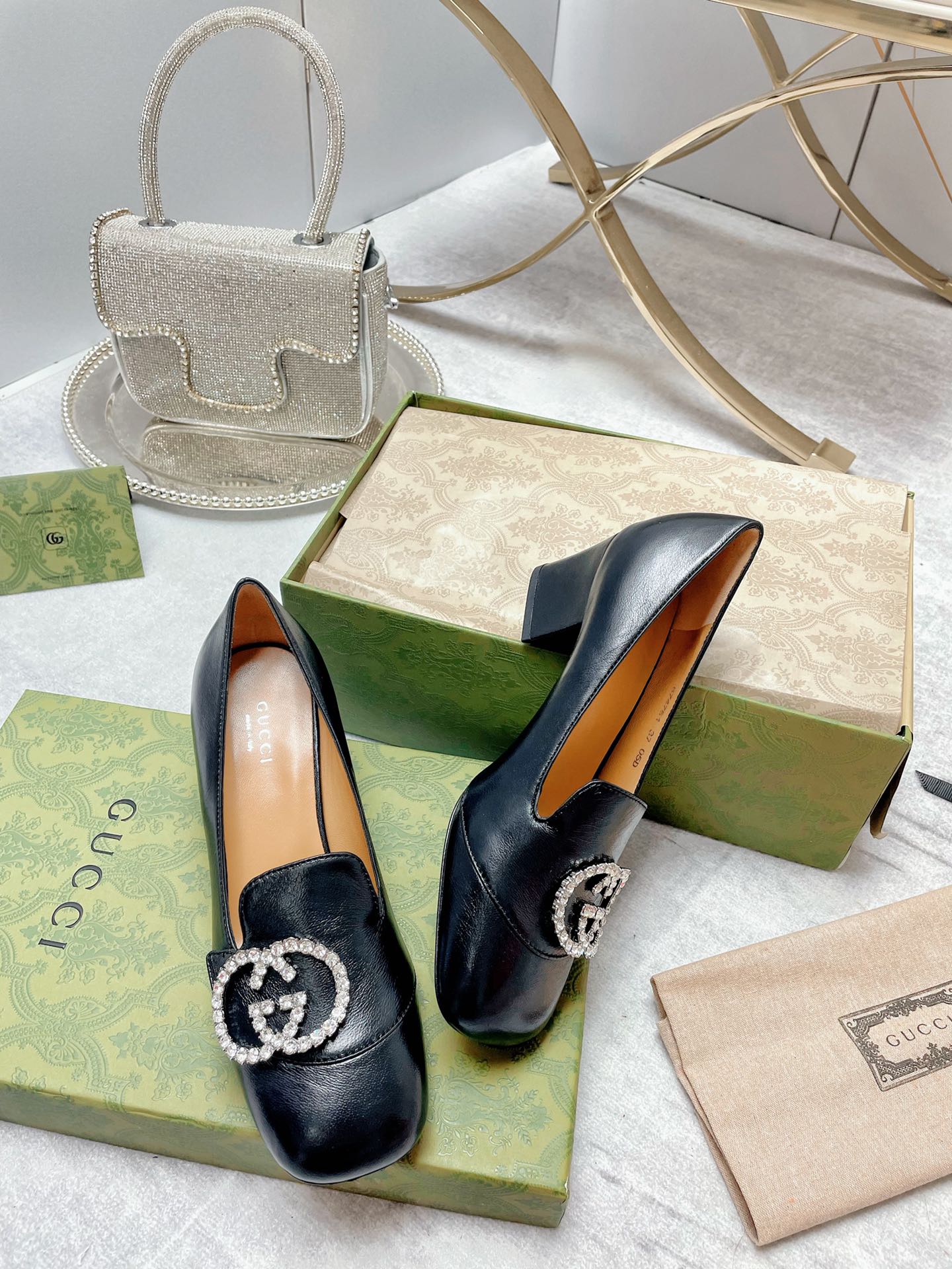 Gvc*1 Women’s Mid-Heel Pump With GG Logo Black For Women GG