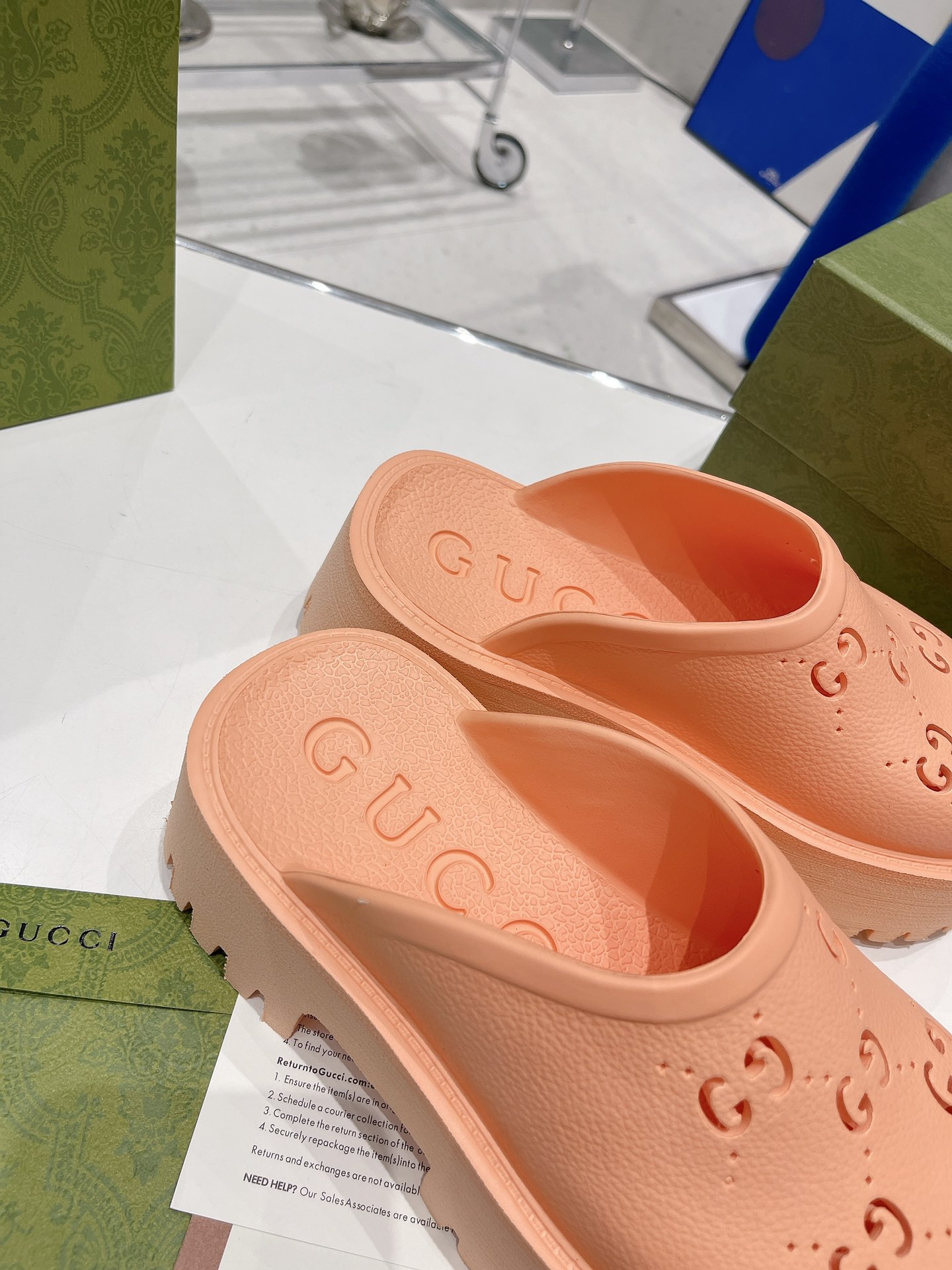 Gvc*1 Women’s Platform Perforated G Sandal Peach For Women GG 663577 JFB00 6707