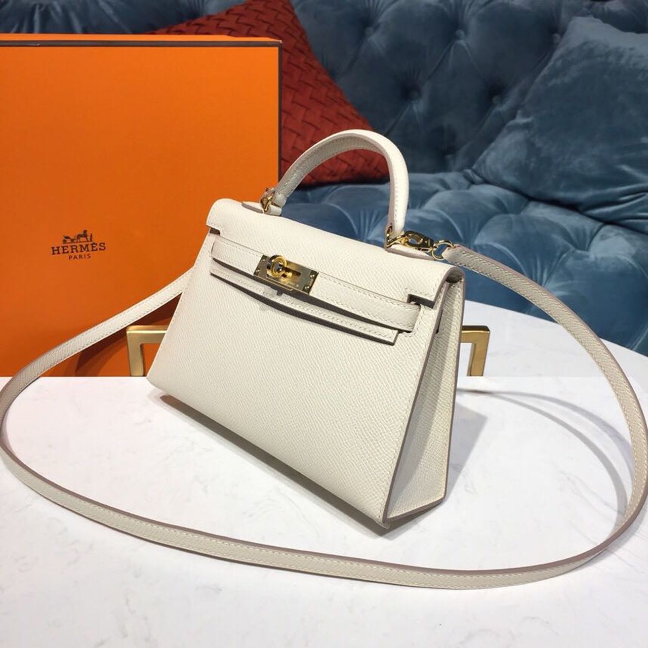 H**me5 Mini Kelly Craie For Women Gold-Toned Hardware 7.5in/19cm