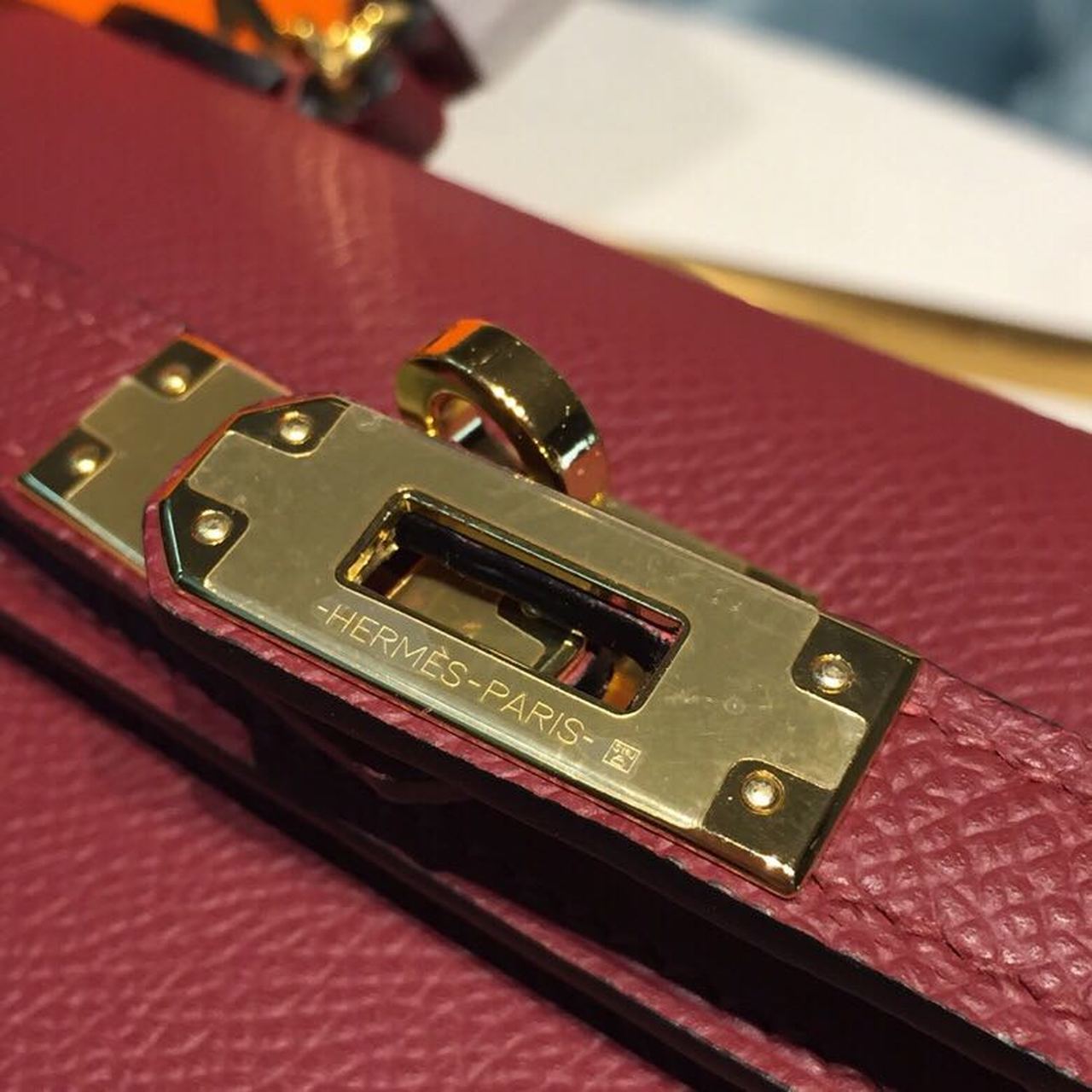 H**me5 Mini Kelly Burgundy For Women Gold Toned Hardware 7.5in/19cm