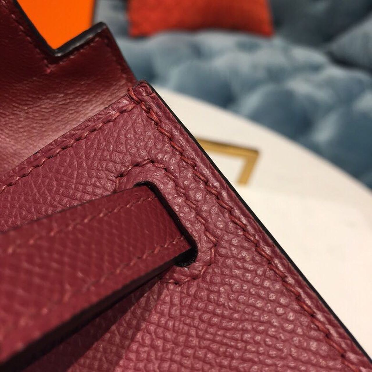 H**me5 Mini Kelly Burgundy For Women Gold Toned Hardware 7.5in/19cm