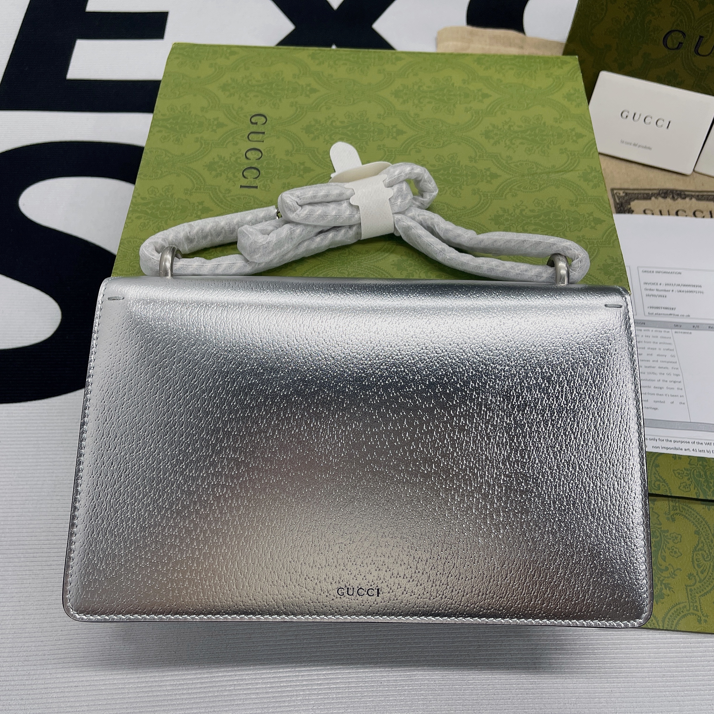 Gvc*1 Dionysus Small Shoulder Bag Silver For Women, Women’s Bags 10in/26cm GG 499623 1TRBN 8173