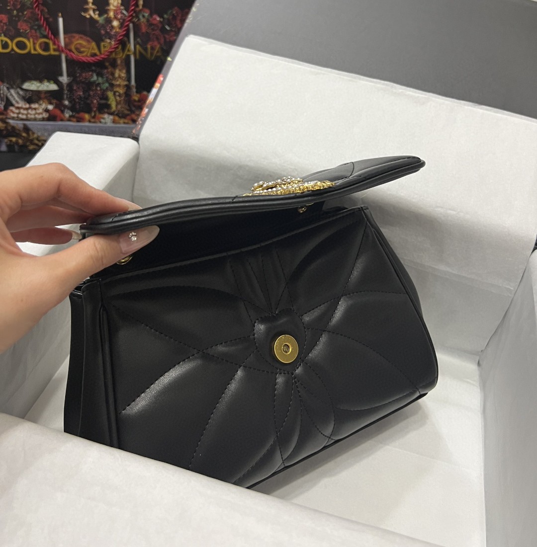 Dolce & Gabbana Large Devotion Shoulder Bag In Quilted Nappa Black For Women 11.4in/29cm DG