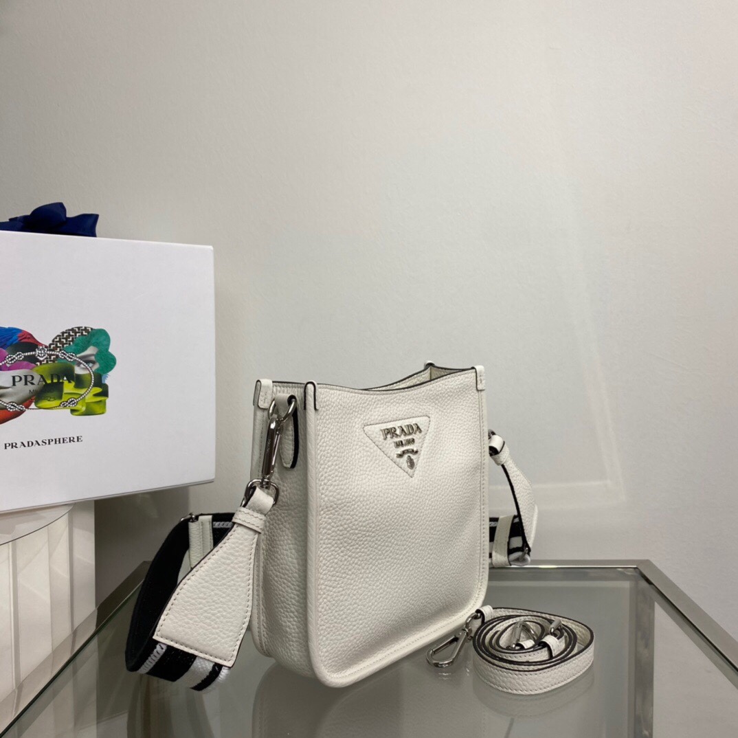 Pra*a Mini Shoulder Bag White For Women, Women’s Bags 7.9in/20cm