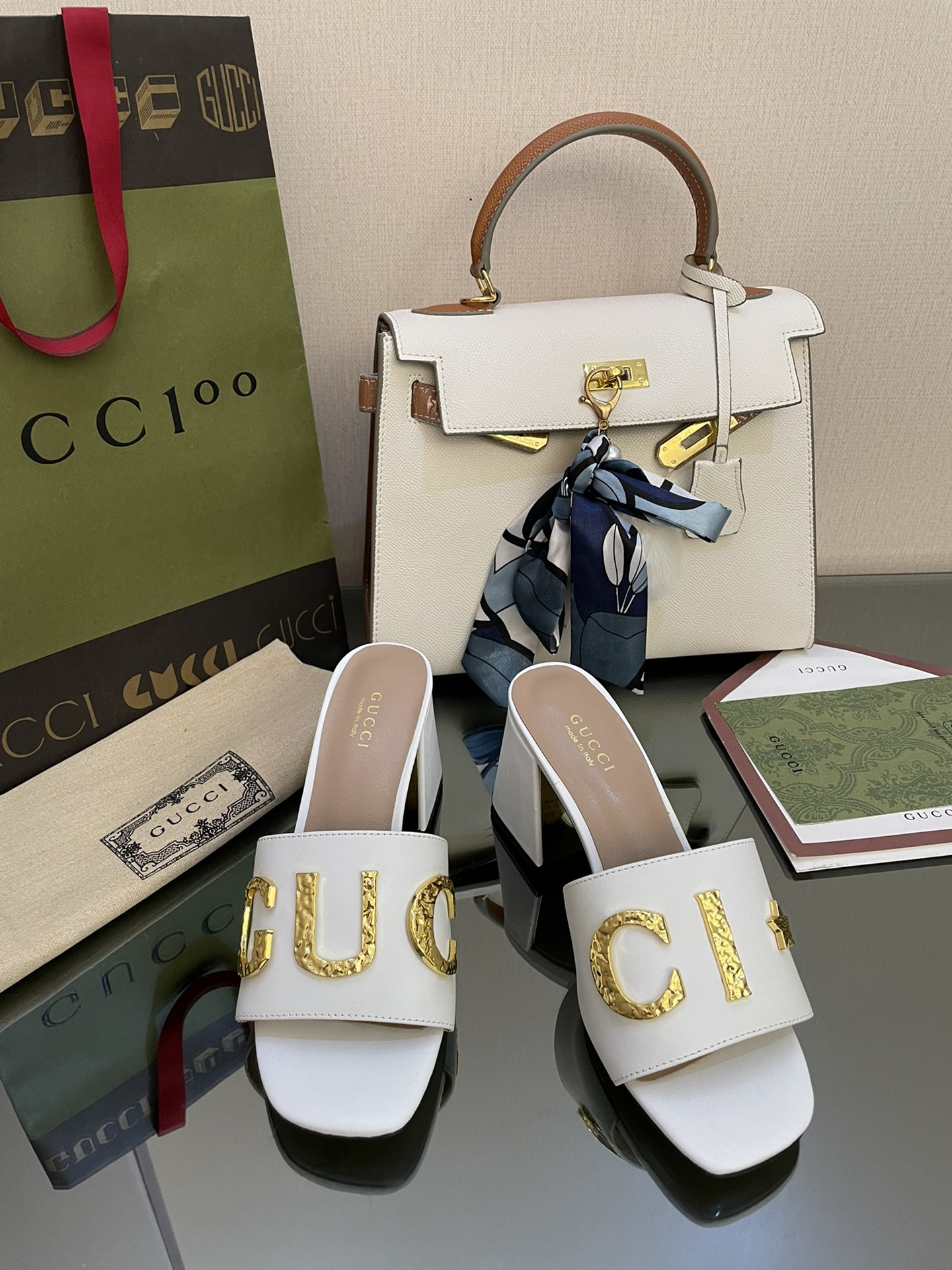 Gvc*1 Women’s ‘Gvc*1’ Slide Sandal White For Women GG