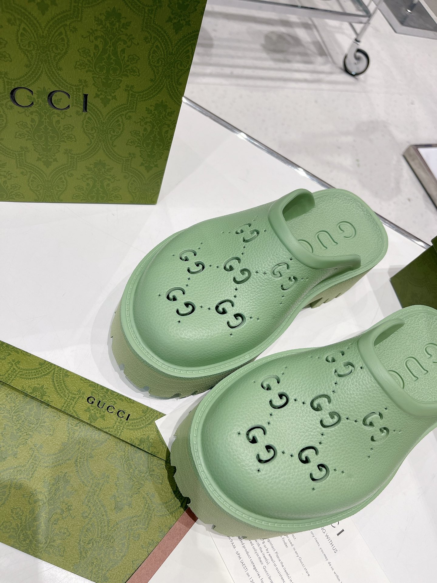 Gvc*1 Women’s Platform Perforated G Sandal Green For Women GG