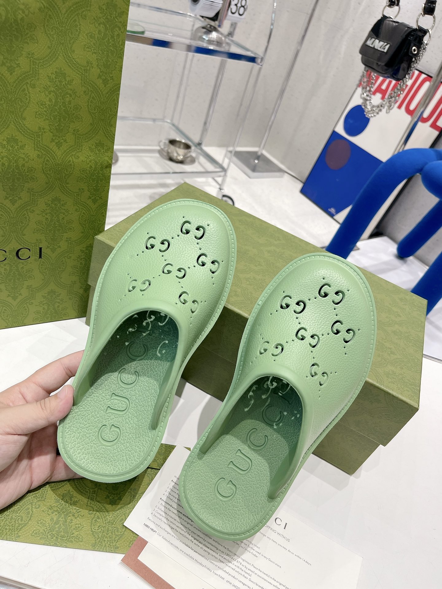 Gvc*1 Women’s Platform Perforated G Sandal Green For Women GG