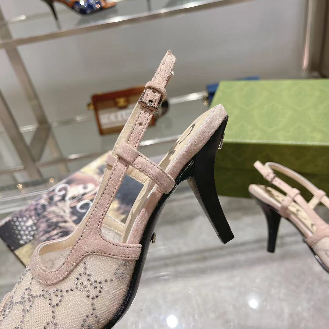 Gvc*1 Women’s GG Slingback Mid-Heel Pump Beige For Women GG