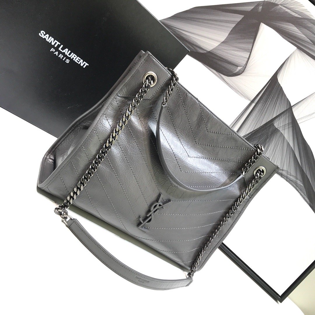 Sa1nt Lau*nt Niki Medium Shopping Bag Gray For Women 12.6in/32cm Y51 577999
