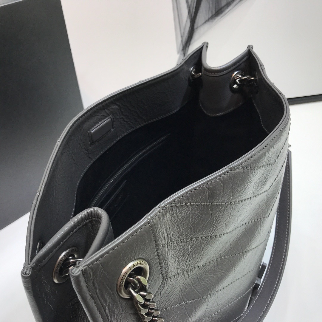Sa1nt Lau*nt Niki Medium Shopping Bag Gray For Women 12.6in/32cm Y51 577999