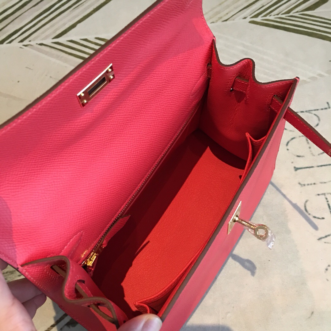 H**me5 Kelly Red For Women Gold Toned Hardware 10in/25cm