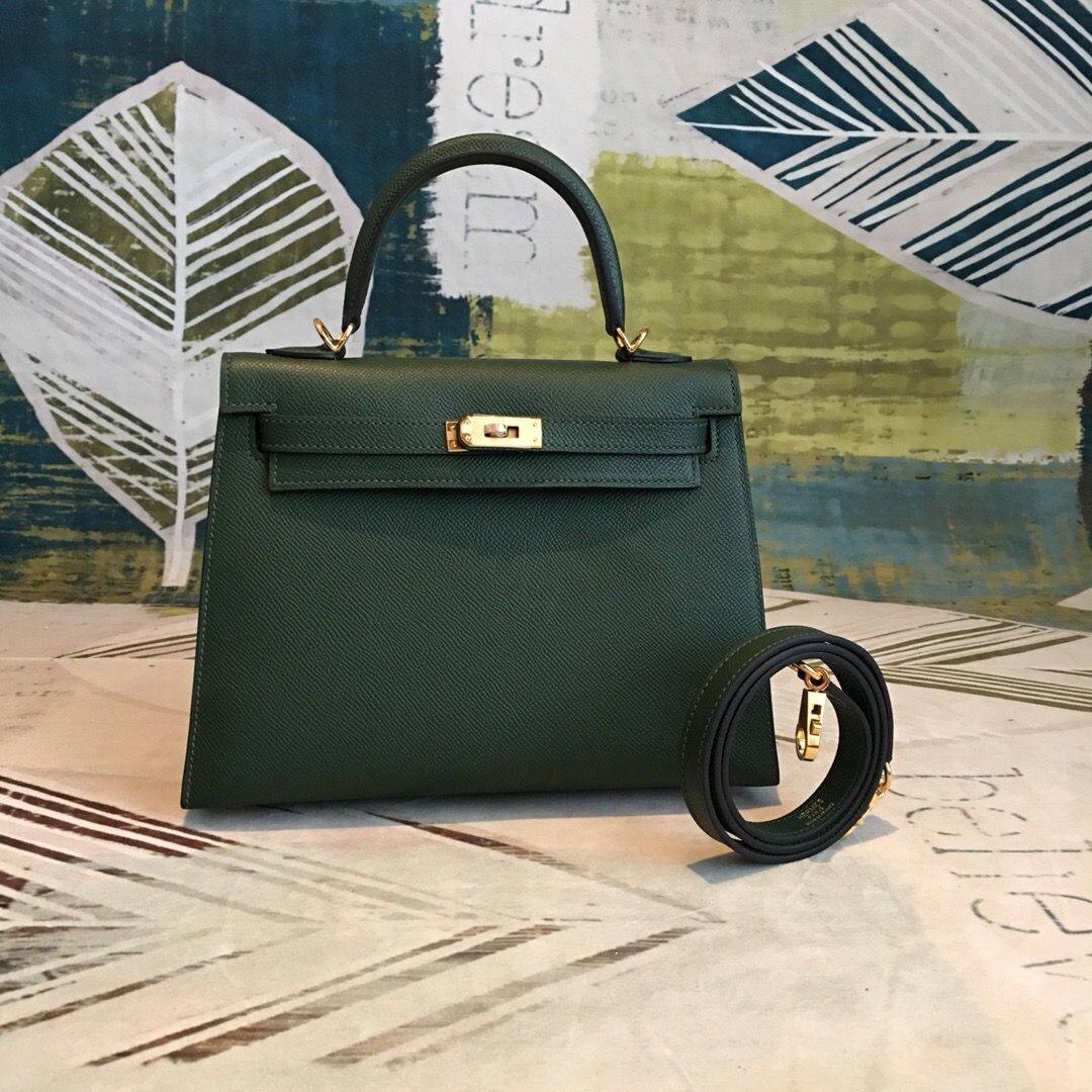 H**me5 Kelly Green For Women Gold Toned Hardware 10in/25cm