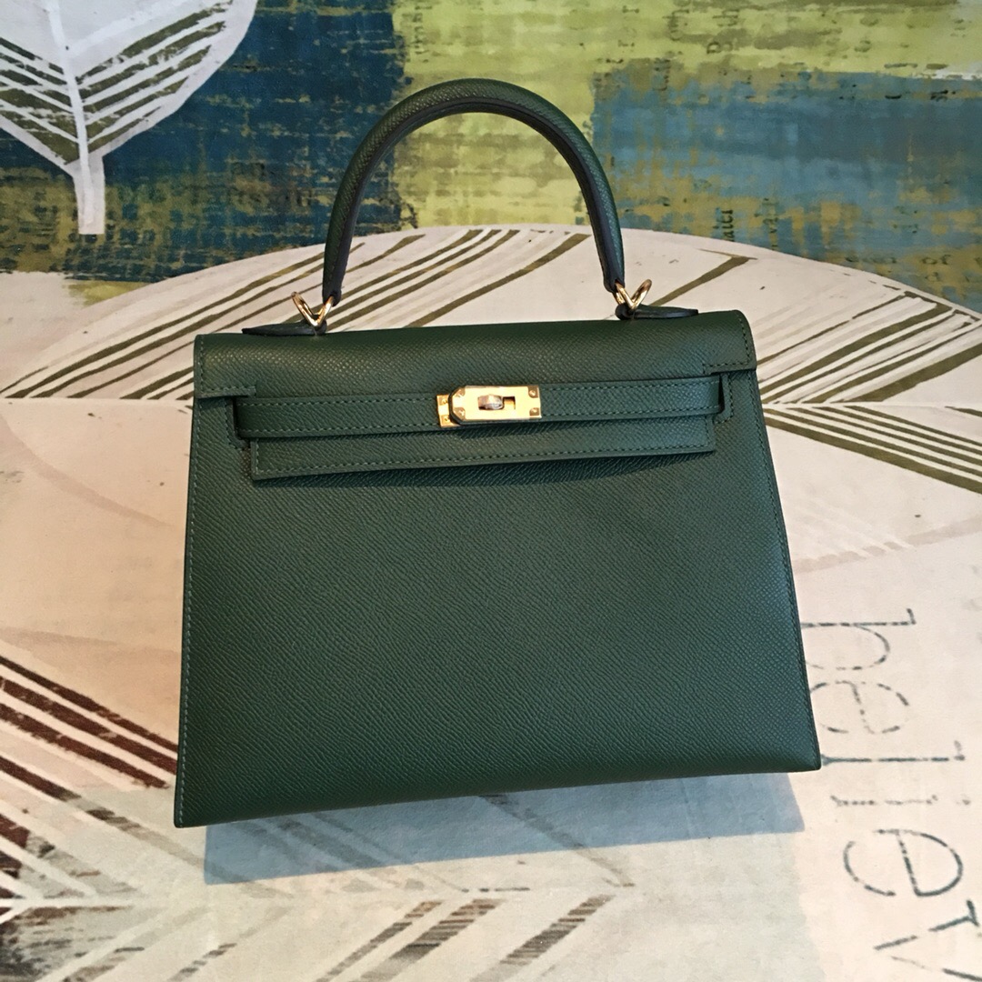 H**me5 Kelly Green For Women Gold Toned Hardware 10in/25cm